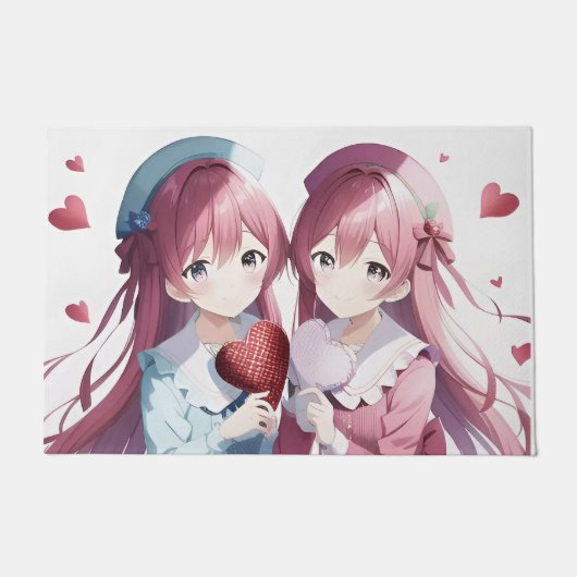 Anime herts Valentine's Day Fußmatte (Vorderseite)