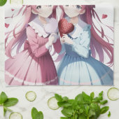 Anime herts Valentine's Day Geschirrtuch (Gefaltet)