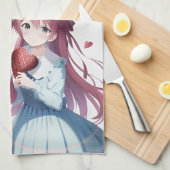 Anime herts Valentine's Day Kitchtuch Geschirrtuch (Viertel Falte)