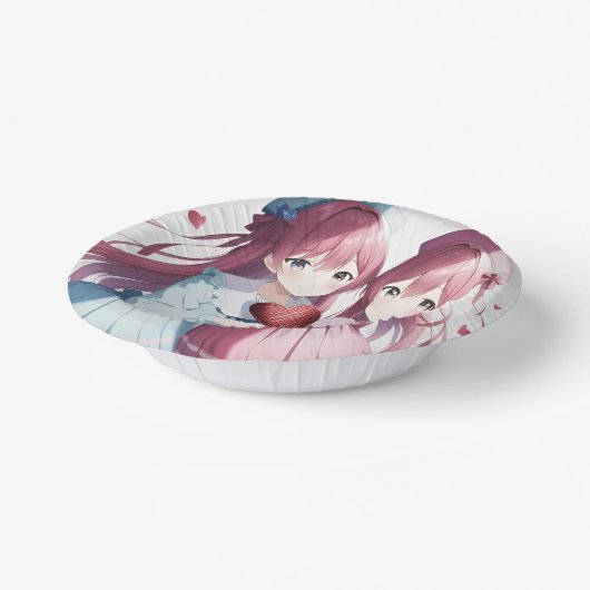 Anime herts Valentine's Day Pappteller (Gewinkelt)