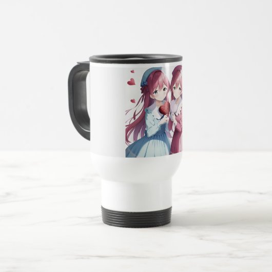 Anime herts Valentine's Day Reisebecher (Vorderseite Links)