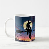 Anime Hexe auf Broom-Tasse - Spooky Halloween Kaffeetasse (Links)