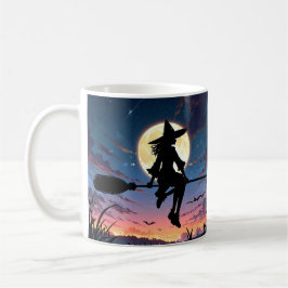 Anime Hexe auf Broom-Tasse - Spooky Halloween Kaffeetasse