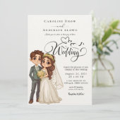 Anime-Hochzeitspaar Einladung (Stehend Vorderseite)