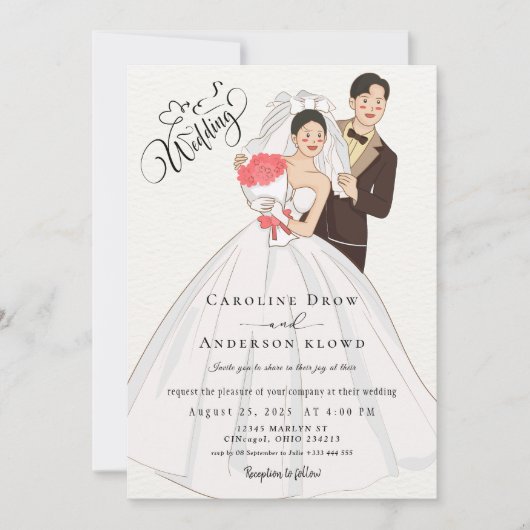 Anime-Hochzeitspaar Einladung (Vorderseite)