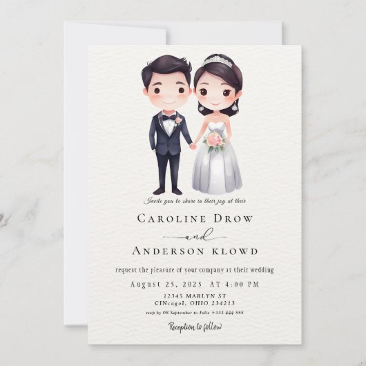 Anime-Hochzeitspaar Einladung (Vorderseite)