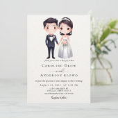 Anime-Hochzeitspaar Einladung (Stehend Vorderseite)