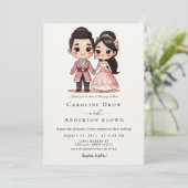 Anime-Hochzeitspaar Einladung (Stehend Vorderseite)