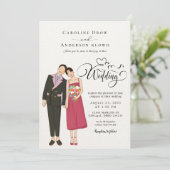 Anime-Hochzeitspaar Einladung (Stehend Vorderseite)