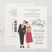 Anime-Hochzeitspaar Einladung (Vorne/Hinten)