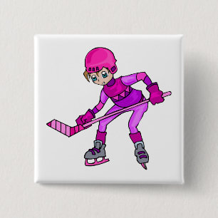 Anime-Hockey-Mädchen Button