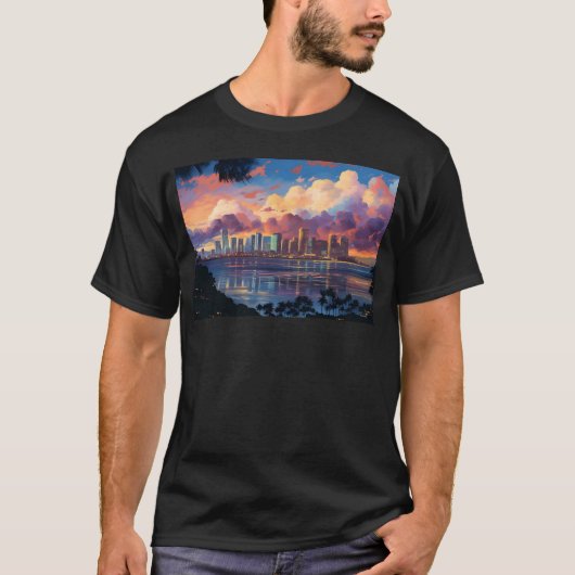 Anime Honolulu A Vibrant Anime Inspired Skyline gi T-Shirt (Vorderseite)