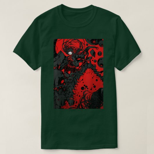 Anime Horror Aesthetic Scary Creepy Girl Japanese T-Shirt (Design vorne)