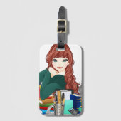 Anime Hübsch Girl & Bildung mit Rabbit Travel Gepäckanhänger (Vorderseite Vertikal)