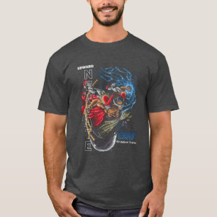 Anime-Illustration weißen Bart Skizzenstil lustig T-Shirt