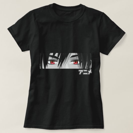 Anime in japanischen Buchstaben Kawaii Eyes Face P T-Shirt (Design vorne)