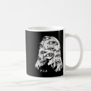 Anime in japanischen Zeichen Kawaii Augen Gesicht Kaffeetasse