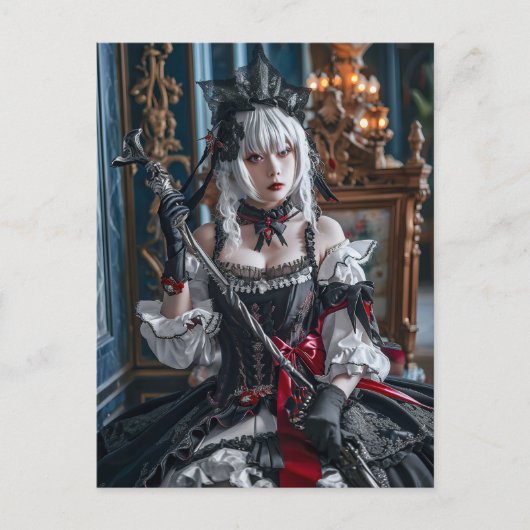 Anime-Inspiriert Gothic Kawaii Maid Postkarte (Vorderseite)