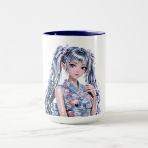 Anime-inspiriertes Mädchenporträt Tasse