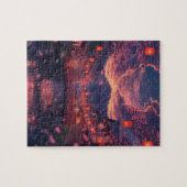 Anime Japanese Town at Sunset Puzzle – Cherry Blos (Horizontal)