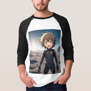 Anime-Junge Astronaut auf einem außerirdischen Pla T-Shirt