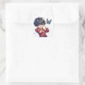Anime-Junge mit Buchstabe W Quadratischer Aufkleber (Tasche)