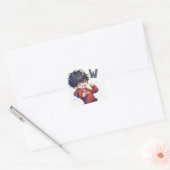 Anime-Junge mit Buchstabe W Quadratischer Aufkleber (Umschlag)