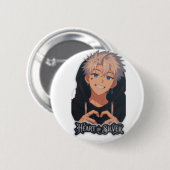 Anime-Junge mit silbernem Herzen - Süße Ästhetik Button (Vorne & Hinten)