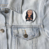 Anime-Junge mit silbernem Herzen - Süße Ästhetik Button (Beispiel)
