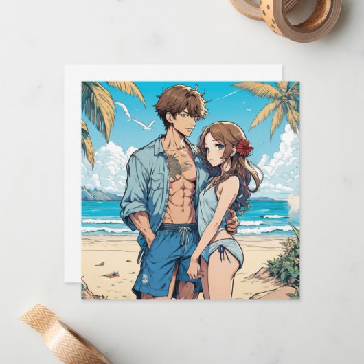 Anime-Junge Mitteilungskarte (Vorderseite/Rückseite Beispiel)