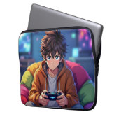 Anime-Junge spielt Videospiel  Laptopschutzhülle (Vorderseite Links)