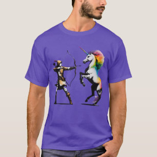 Anime-Junge zielt auf Vintage-Einhorn T-Shirt