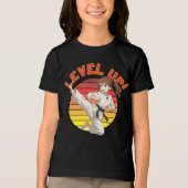 Anime Karate Girl On Retro Sunset Template Tri-Blend Shirt (Vorderseite)