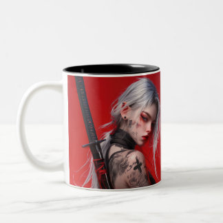 Anime-Katana-Krieger-Keramik-Tasse Zweifarbige Tasse