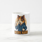 Anime-Katze - ARBEITE HART Motivations-Japanischer Kaffeetasse (Mittel)