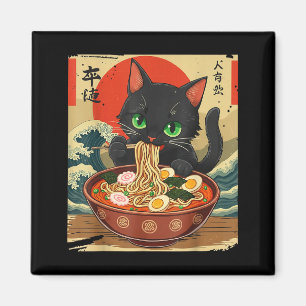 Anime-Katze, die Ramen isst, japanische Kunst, Gra Magnet