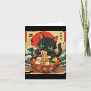 Anime-Katze isst Ramen japanische Kunst Grafik Kat Karte