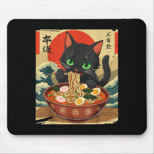 Anime-Katze isst Ramen japanische Kunst Grafik Kat Mousepad