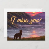 Anime Katze neben einer Postkarte (Vorne/Hinten)