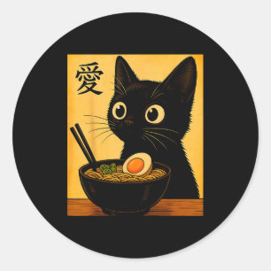 Anime-Katze-Ramen Japanische Lustige Grafische T-S Runder Aufkleber