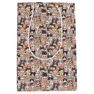 Anime-Katzen, die Muster wiederholen Mittlere Geschenktüte