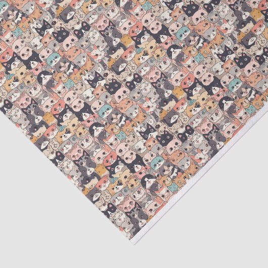 Anime-Katzen, die Muster wiederholen Seidenpapier (Ausschnitt)