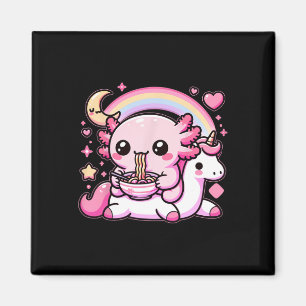 Anime Kawaii Axolotl Eating Ramen Noodles Kids T-S Magnet