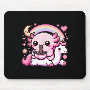 Anime Kawaii Axolotl Eating Ramen Noodles Kids T-S Mousepad