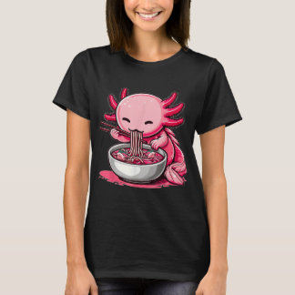 Anime Kawaii Axolotl Eating Ramen Noodles T-Shirt