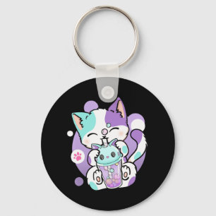 Anime Kawaii Cat Boba Bubble Tea Neko Boba Tea Cat Schlüsselanhänger