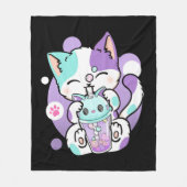 Anime Kawaii Cat Boba Bubble Tea Neko Boba Teezere Fleecedecke (Vorderseite)