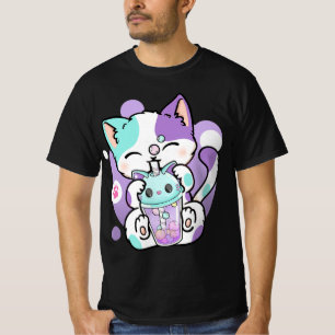 Anime Kawaii Cat Boba Bubble Tea Neko Boba Teezere T-Shirt