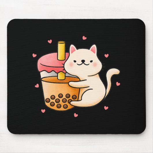 Anime Kawaii Cat Boba Bubble Tee Anime Merch Gesch Mousepad (Vorne)