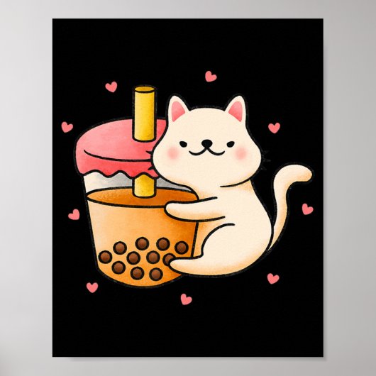 Anime Kawaii Cat Boba Bubble Tee Anime Merch Gesch Poster (Vorne)